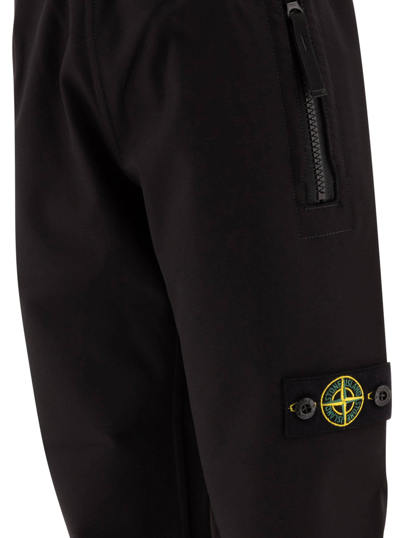 STONE ISLAND JUNIOR Black   Compass technical trousers